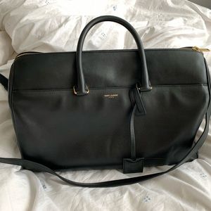 Saint Laurent black leather duffel bag